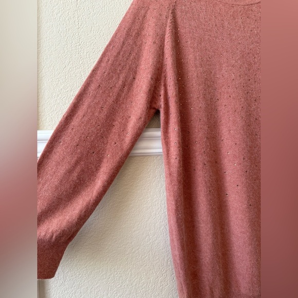 Angora Longline Crewneck Fuzzy Sweater with Rhinestones Size US 10 - Picture 8 of 14